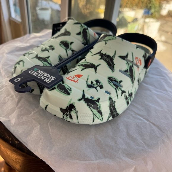 Rugged Shark Men's Clogs Shark Week Collaboration Size 9 EVA Foam Comfort Beach - Picture 6 of 15